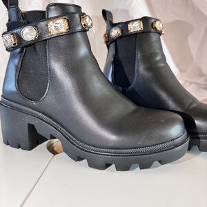 Steve Madden Black Ankle Boots with Jewel Strap